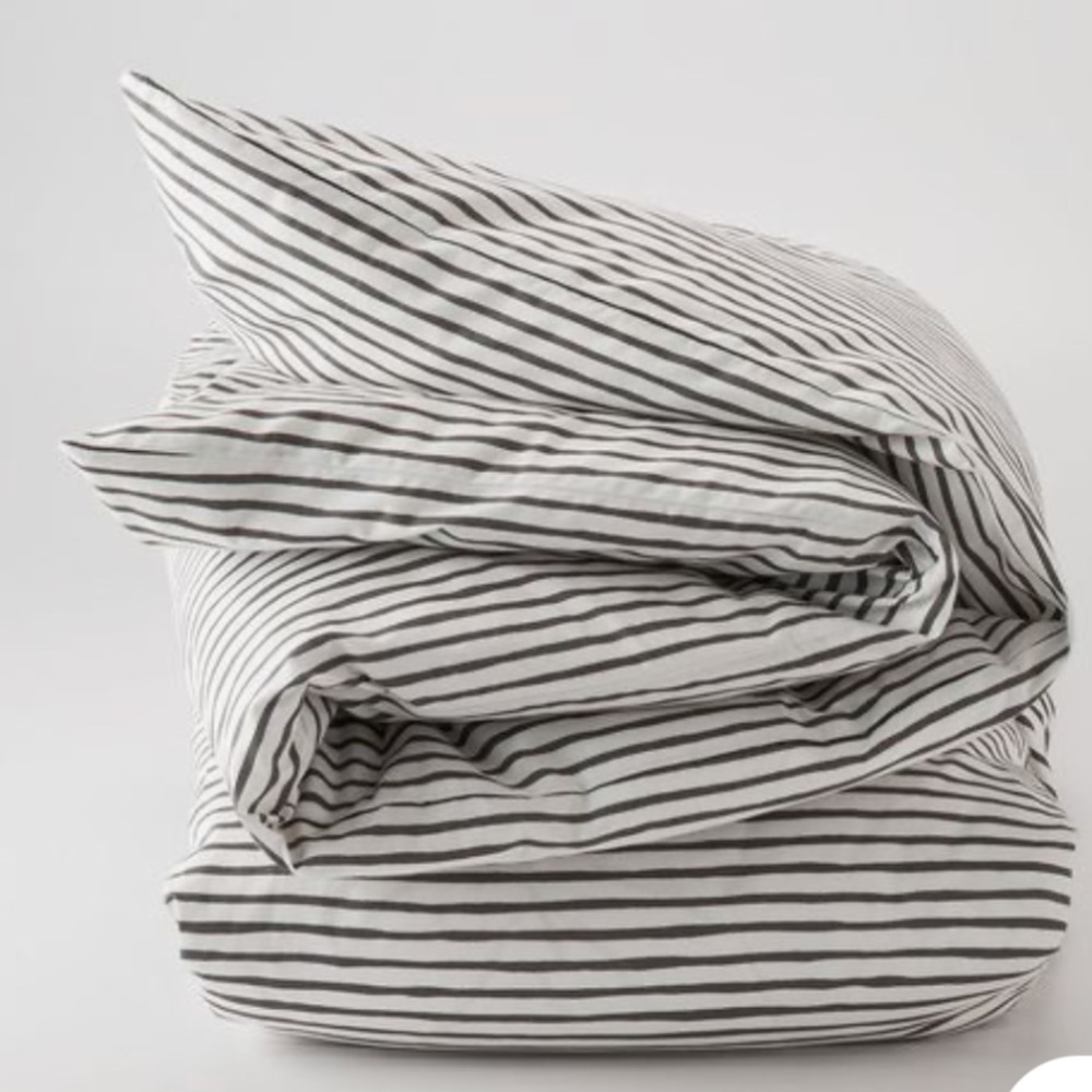 ISO Schoolhouse Electric painterly stripe duvet twin